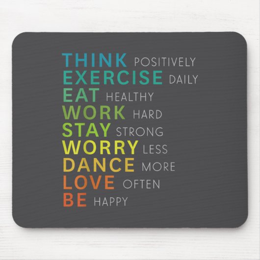 Tapis De Souris Think Sitive Affirmation Insrational Motivational  (Devant)