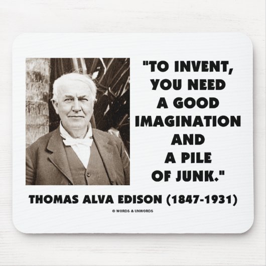 Tapis De Souris Thomas Edison pour inventer la pile d'imagination (Devant)