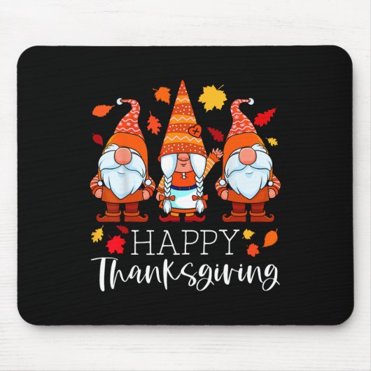 Tapis De Souris Three Gnomes Happy Thanksgiving Gnomes Affaire Gno (Devant)