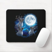 Tapis De Souris Three Reindeer Howling At The Moon Merry Christmas (Avec souris)
