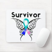 Tapis De Souris Thyroïde Cancer Survivant Papillon Tribal (Avec souris)