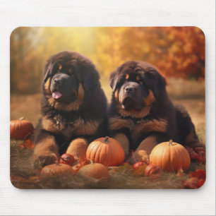 Tapis De Souris Tibétain Mastiff Chiot Automne Citrouille délice