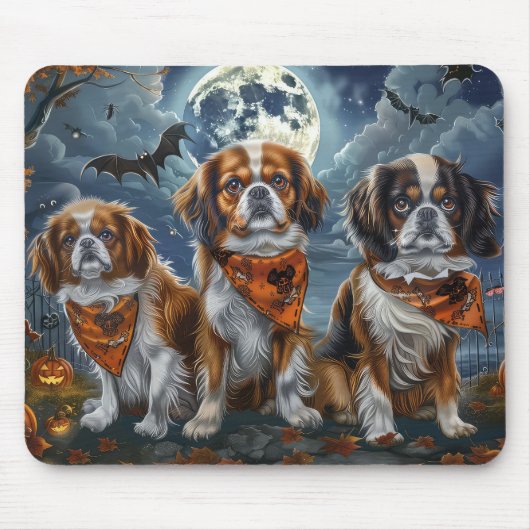 Tapis De Souris Tibetan Spaniel Halloween Épouvantable (Devant)