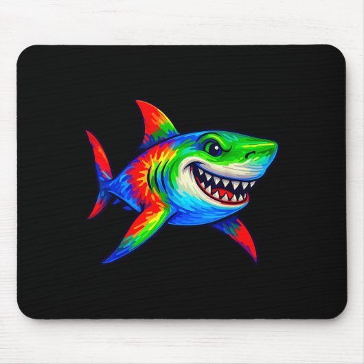 Tapis De Souris Tie-dye Shark Peace Sign Hipe (Devant)