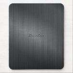 Tapis De Souris Tige gris foncé en métal brossé look Souris<br><div class="desc">Revêtement en métal brossé gris foncé design élégant et simple de mousepad avec monogramme personnalisable et en option</div>
