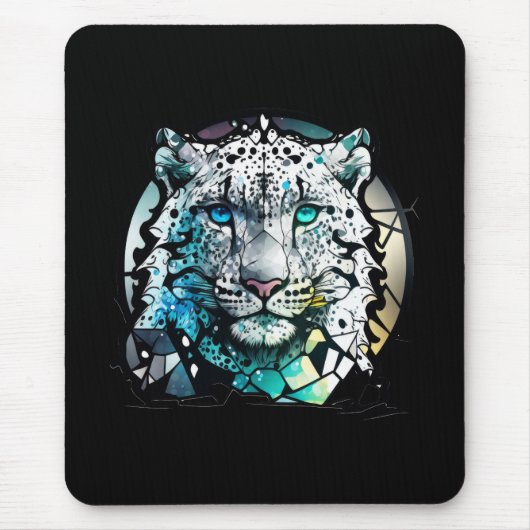 Tapis De Souris Tiger Animal Portrait Vitrail Faune Gratuite (Devant)