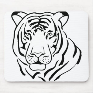 Tapis De Souris Tiger Chat Wild Chat Animal Vector Predateur Fourr