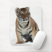Tapis De Souris Tiger Cub in the Snow Photo (Avec souris)