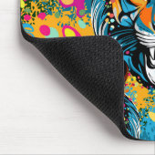 Tapis De Souris Tiger Head Rainbow colors paint stains (Coin)