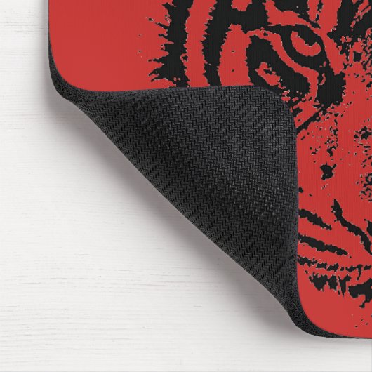 Tapis De Souris Tiger Pop Art Rouge Noir (Coin)