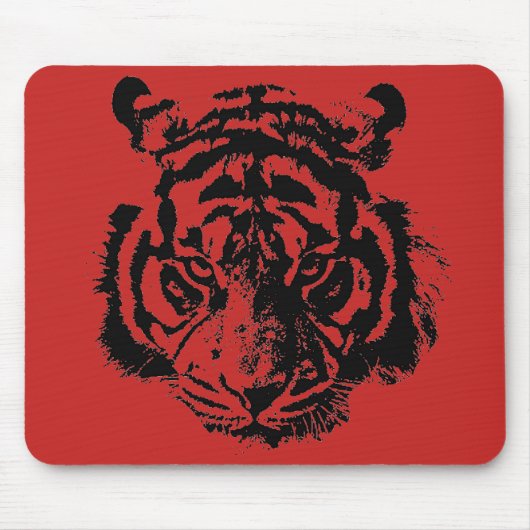 Tapis De Souris Tiger Pop Art Rouge Noir (Devant)