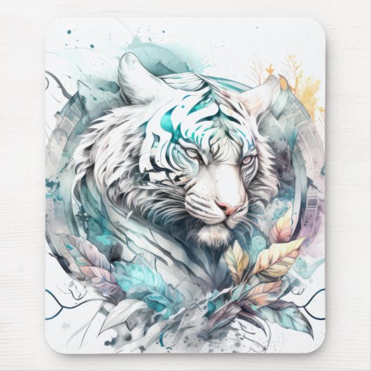 Tapis De Souris Tiger Portrait Animal Peinture Faune En Plein Air (Devant)
