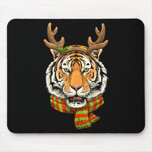 Tapis De Souris Tiger Reindeer Christmas Shirt Animal With Antlers (Devant)