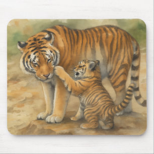 Tapis De Souris Tiger Tenderness - Parent et Cub en Forêt