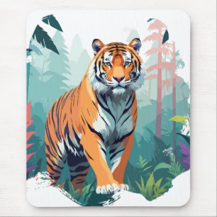 Tapis De Souris Tiger Vector Art Animal Majestic Nature Faune