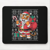 Tapis De Souris Tiger Xmas Sweater Style Ugly Santa Bengal Tiger C (Devant)