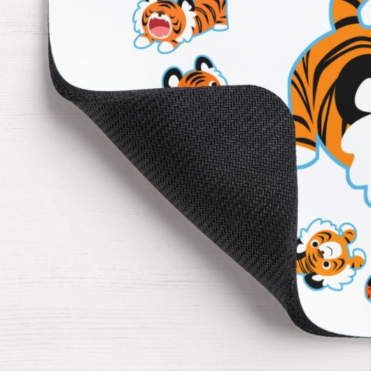 Tapis De Souris Tigers en caricature mignons Mandala (bleu) Mousep (Coin)