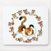 Tapis De Souris Tigers en caricature mignons Mandala (bleu) Mousep (Devant)