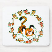 Tapis De Souris Tigers en caricature mignons Mandala (vert) Mousep (Devant)