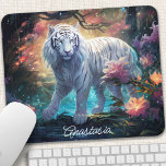 Tapis De Souris Tigre blanc personnalisé<br><div class="desc">Ajoutez une touche de magie à votre espace de travail avec ce tapis de souris personnalisé avec un majestueux tigre blanc dans une forêt enchantée. Les couleurs vives et les détails complexes donnent vie à la scène, inspirant créativité et émerveillement. Faites-le vraiment à vous en ajoutant votre nom ou un...</div>