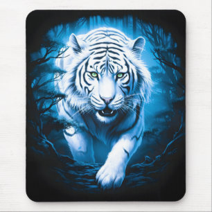 Tapis De Souris Tigre blanc sauvage Mystique de la forêt