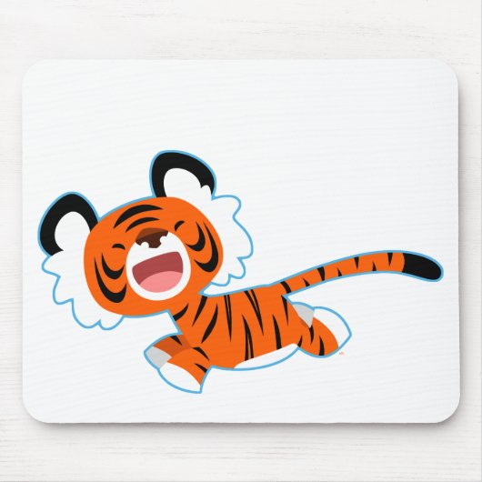 Tapis De Souris Tigre Cartoon Mignonne Sur La Course Mousepad (Devant)