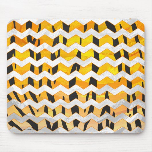 Tapis De Souris Tigre Chevron noir et orange (Devant)