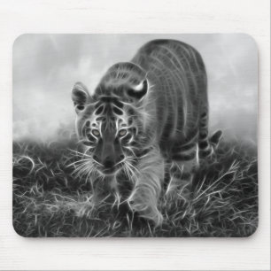 Tapis De Souris Tigre de bébé égrappant en noir et blanc