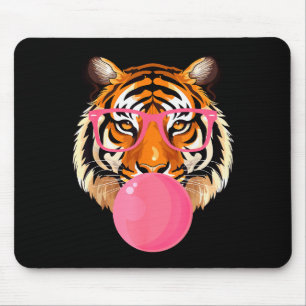 Tapis De Souris Tigre Drôle Gles Soufflant Bubble Gum Tête de Tigr