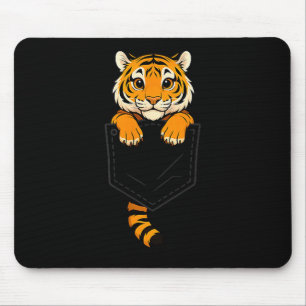 Tapis De Souris Tigre Drôle Qui Regarde Dans La Poche Amoureux D'a