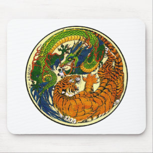 Tapis De Souris Tigre et dragon Yin Yang
