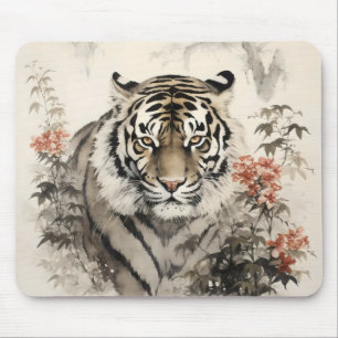 Tapis De Souris Tigre et fleurs