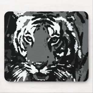 Tapis De Souris Tigre noir blanc Pop Art