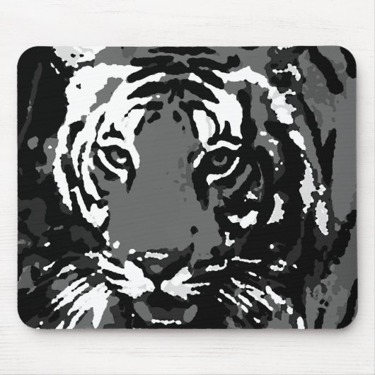 Tapis De Souris Tigre noir blanc Pop Art (Devant)