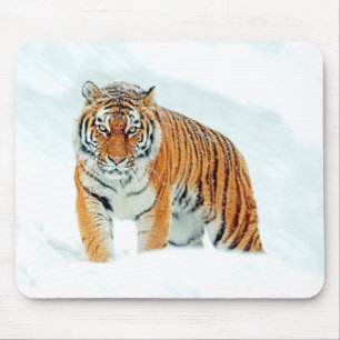 Tapis De Souris Tigre sauvage dans la neige