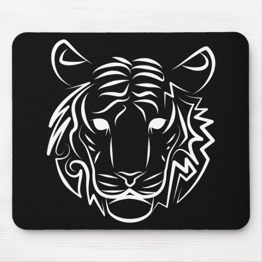 Tapis De Souris Tigre tribal noir et blanc (Devant)