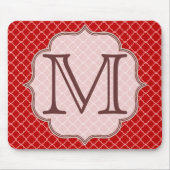 Tapis De Souris Timbre rouge Quart Latti Monogramme Souris (Devant)