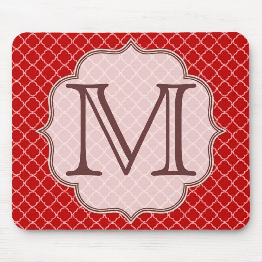 Tapis De Souris Timbre rouge Quart Latti Monogramme Souris (Devant)