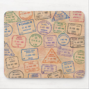 Tapis De Souris Timbres de passeport vintage Éphemère de voyage co