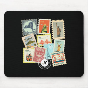Tapis De Souris Timbres de voyage anciens vacances philatelie 