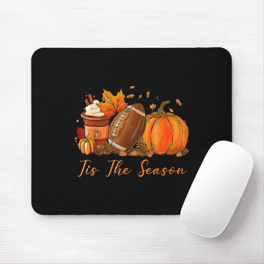 Tapis De Souris Tis The Season Fall Autumn Football Pumpkin Coffee (Avec souris)