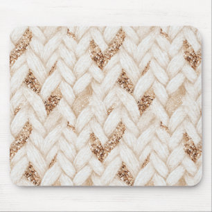 Tapis De Souris Tissu Faux Crème Tissé Paillettes Or