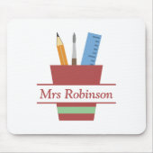 Tapis De Souris Titulaire de crayon Monogramme enseignant Merci ca (Devant)