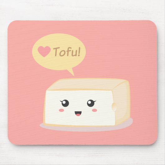 Tapis De Souris Tofu de Kawaii demandant à des personnes d'aimer (Devant)