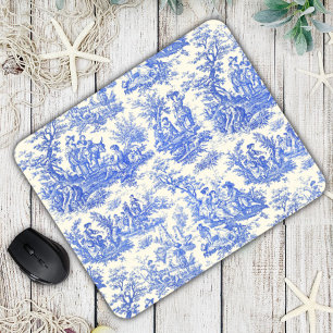Tapis De Souris Toile de Jouy bleue vintage de style campagnard fr
