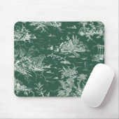 Tapis De Souris Toile de Jouy verte (Avec souris)