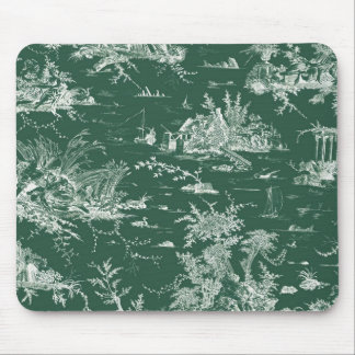 Tapis De Souris Toile de Jouy verte