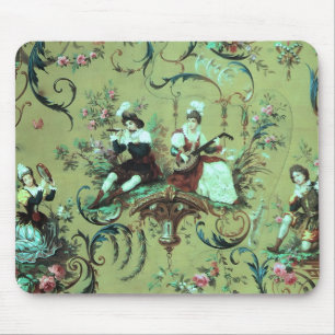 Tapis De Souris Toile vintage française verte Toile victorienne Fl