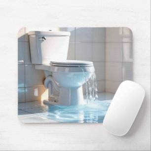 Tapis De Souris Toilette qui déborde dans une salle de bain blanch