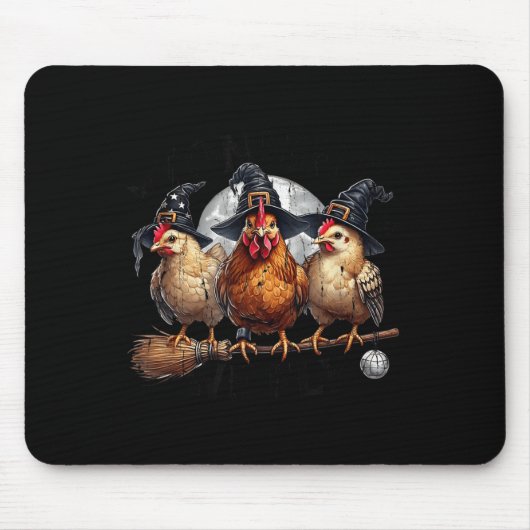 Tapis De Souris Tonight We Fly, Chicken Witch, Funny Halloween Chi (Devant)